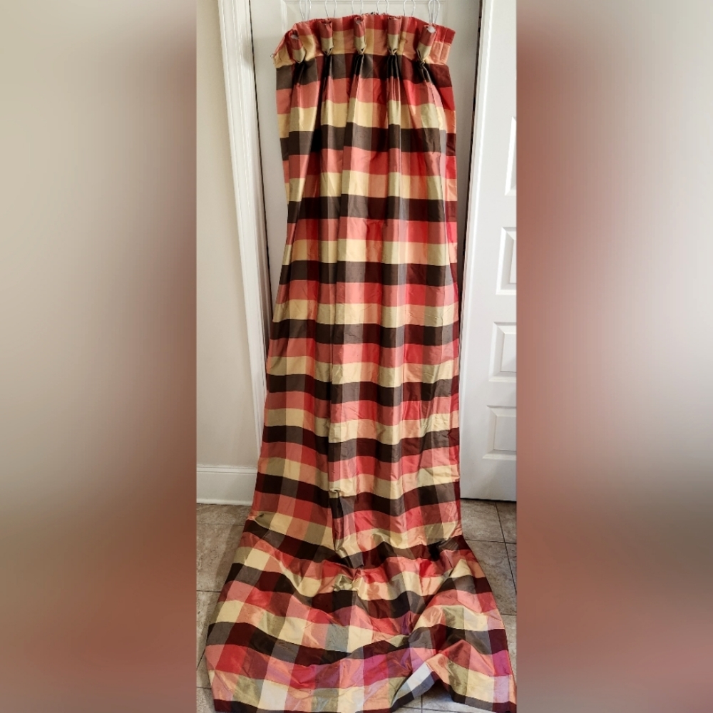 2 Raw Silk Plaid Custom Panels. Heavy Quality. Fullu Lined Impeccable Quality